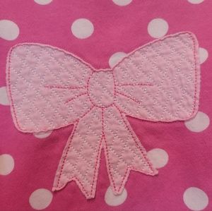 Girl pink sweatshirt Size 5 white polka dot applique quilted bow Jumping Beans